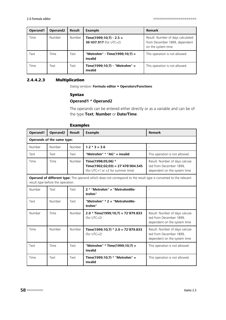 3 multiplication, Multiplication | Metrohm tiamo 2.3 Manual User Manual | Page 74 / 1697