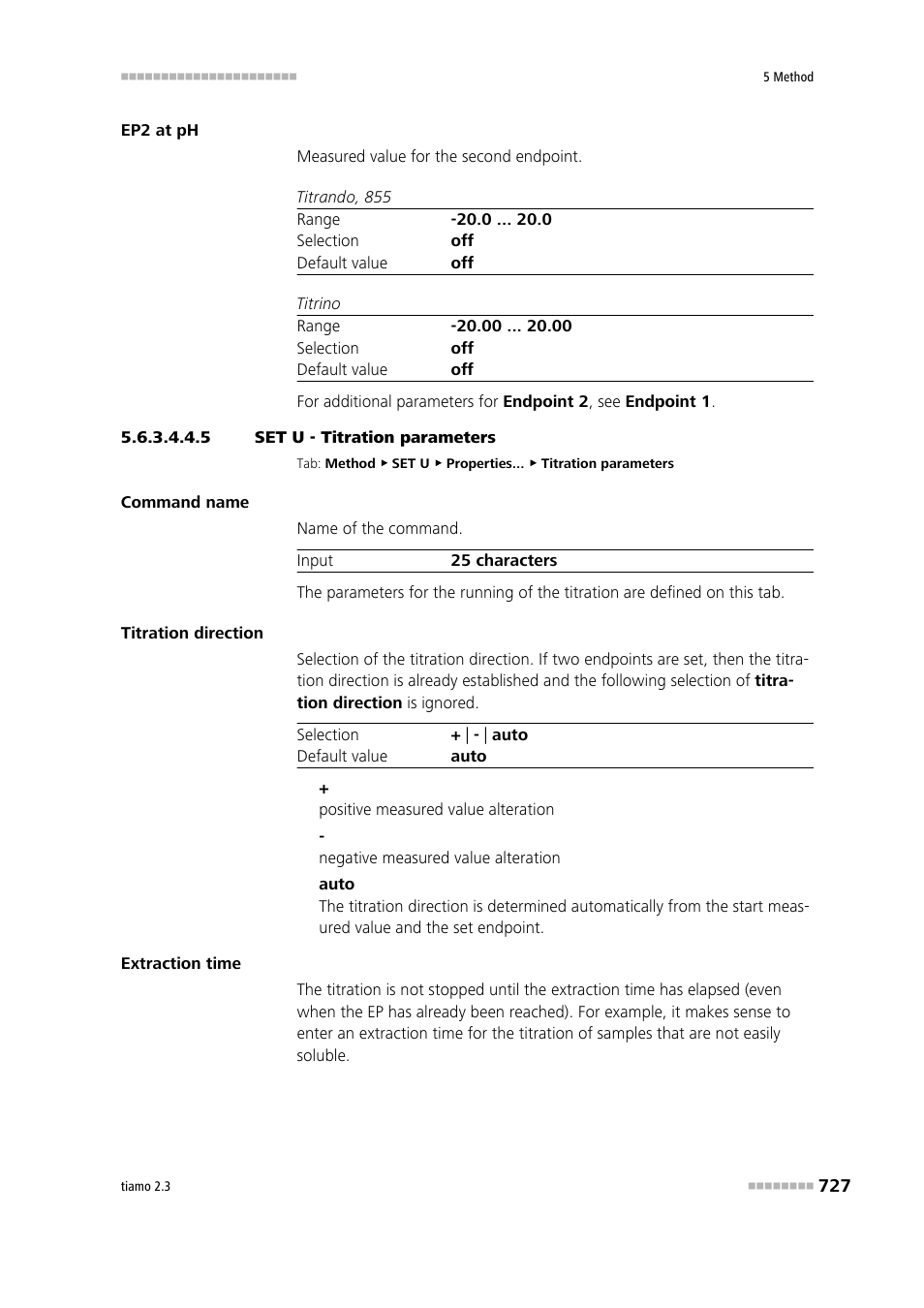 5 set u - titration parameters, Titration parameters | Metrohm tiamo 2.3 Manual User Manual | Page 743 / 1697