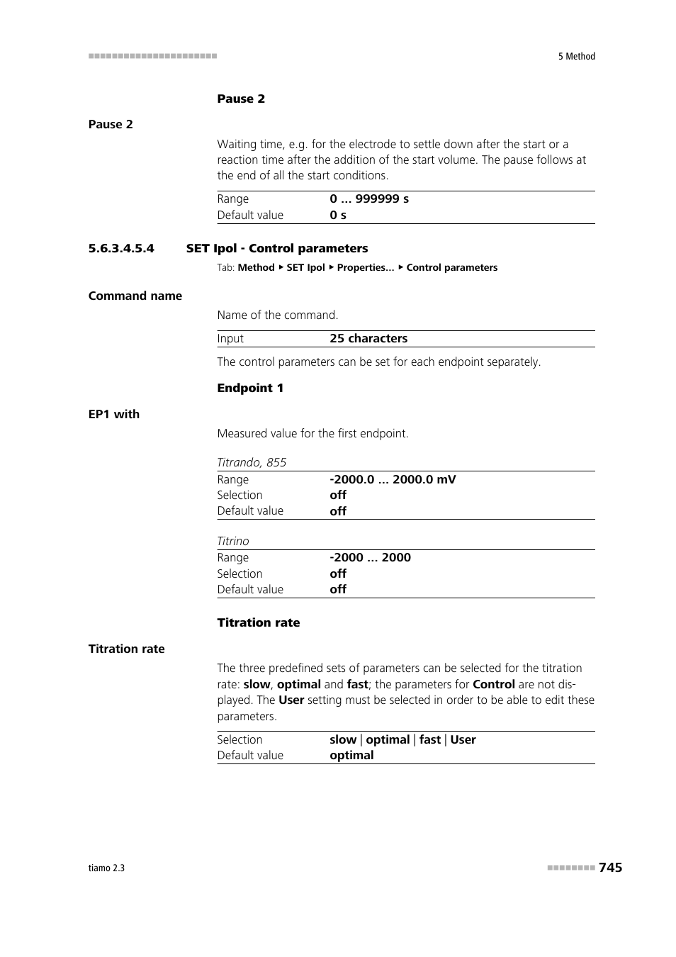 4 set ipol - control parameters, Control parameters | Metrohm tiamo 2.3 Manual User Manual | Page 761 / 1697