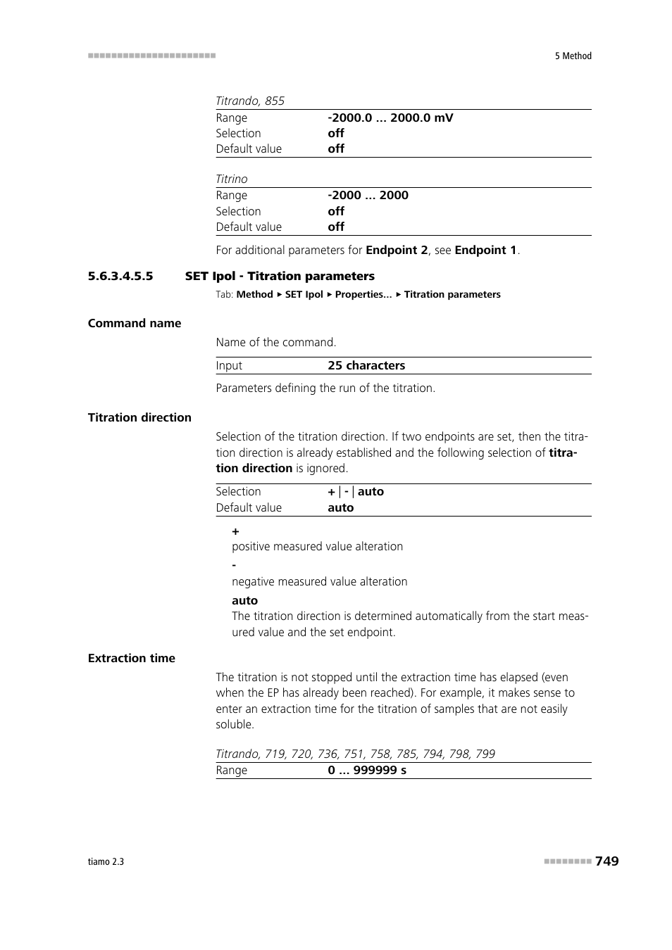 5 set ipol - titration parameters, Titration parameters | Metrohm tiamo 2.3 Manual User Manual | Page 765 / 1697