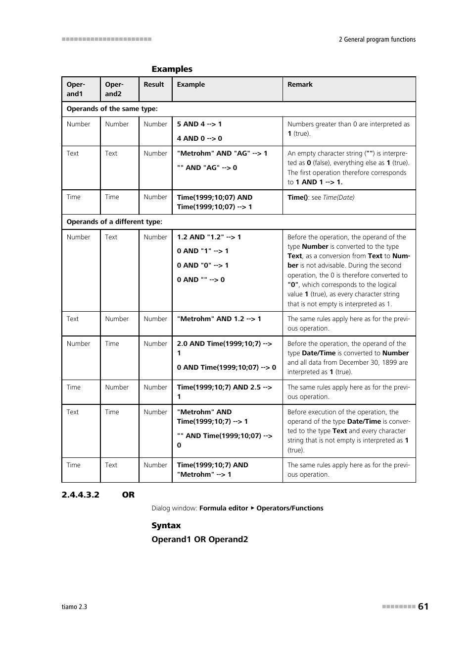 2 or, Logic or | Metrohm tiamo 2.3 Manual User Manual | Page 77 / 1697