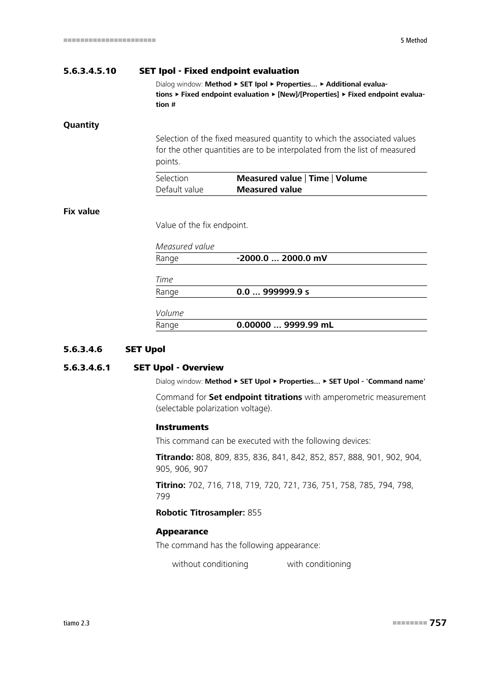10 set ipol - fixed endpoint evaluation, 6 set upol, 1 set upol - overview | Metrohm tiamo 2.3 Manual User Manual | Page 773 / 1697