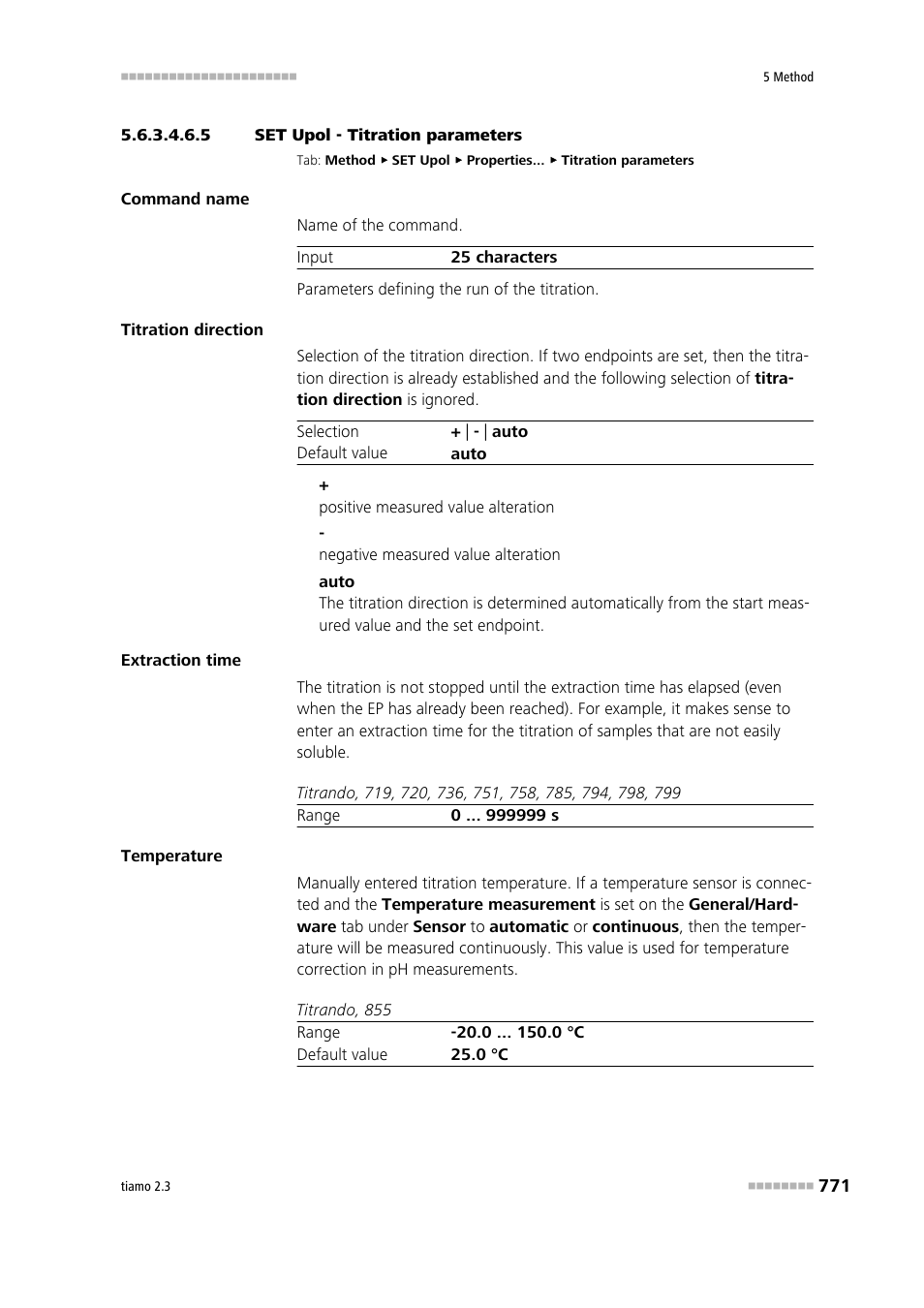 5 set upol - titration parameters, Titration parameters | Metrohm tiamo 2.3 Manual User Manual | Page 787 / 1697