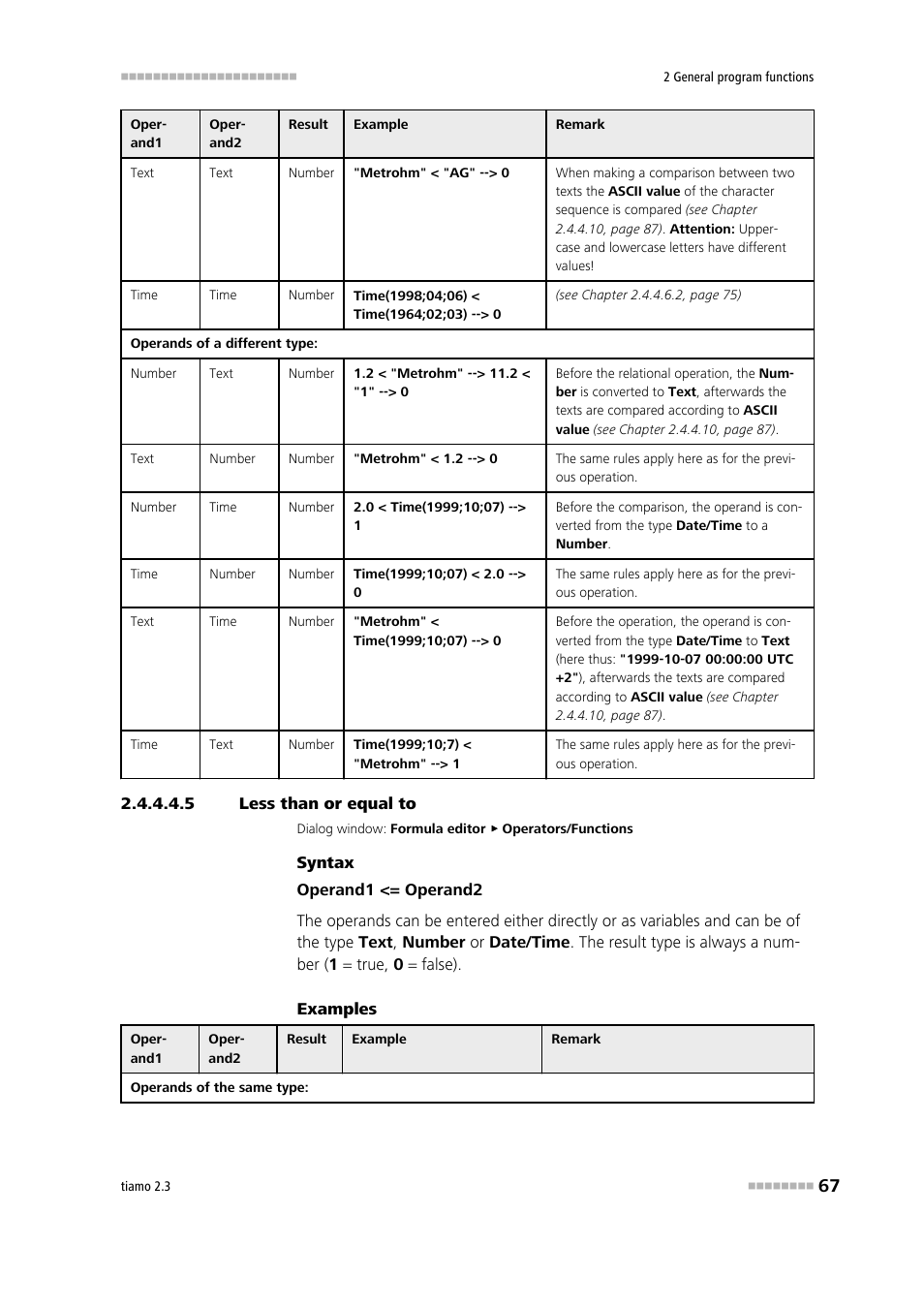 5 less than or equal to, Less than or equal to | Metrohm tiamo 2.3 Manual User Manual | Page 83 / 1697