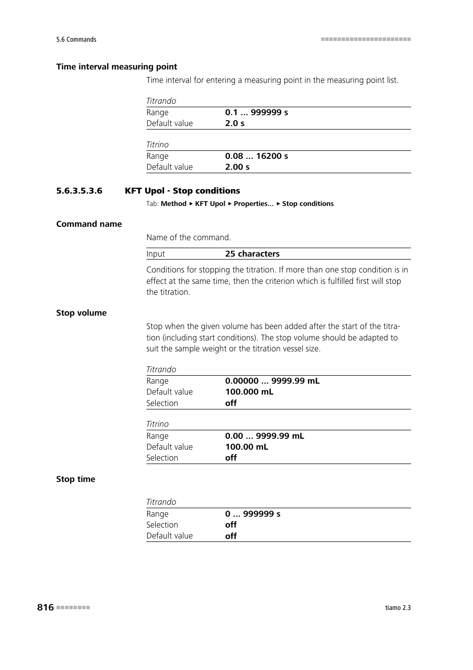 6 kft upol - stop conditions, Stop conditions | Metrohm tiamo 2.3 Manual User Manual | Page 832 / 1697