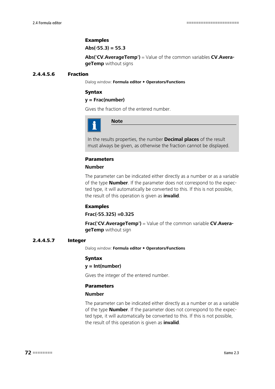 6 fraction, 7 integer, Fraction | Integer | Metrohm tiamo 2.3 Manual User Manual | Page 88 / 1697