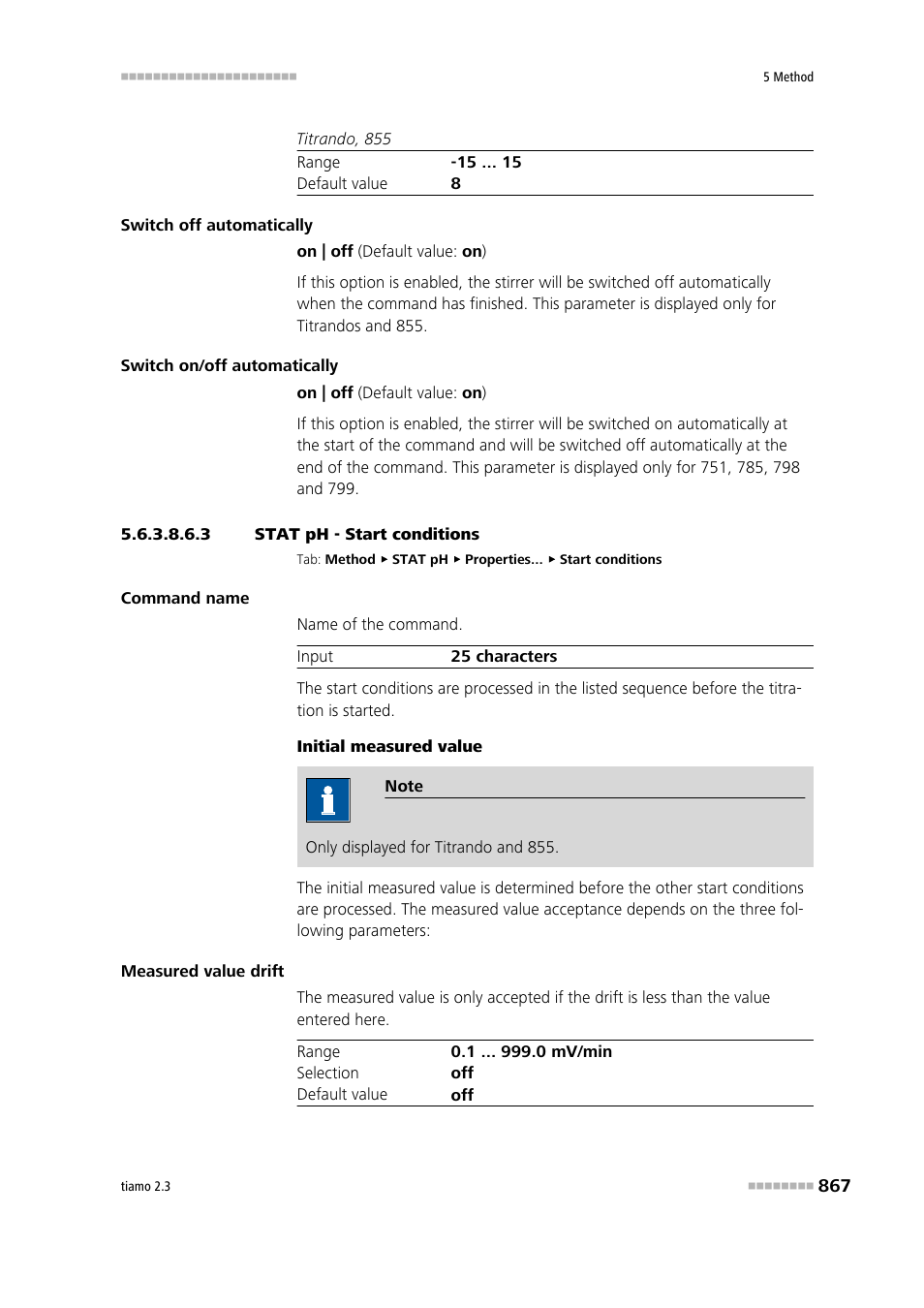 3 stat ph - start conditions, Start conditions | Metrohm tiamo 2.3 Manual User Manual | Page 883 / 1697