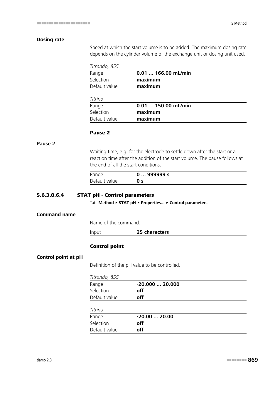 4 stat ph - control parameters, Control parameters | Metrohm tiamo 2.3 Manual User Manual | Page 885 / 1697