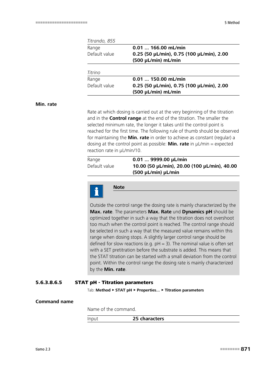 5 stat ph - titration parameters, Titration parameters | Metrohm tiamo 2.3 Manual User Manual | Page 887 / 1697