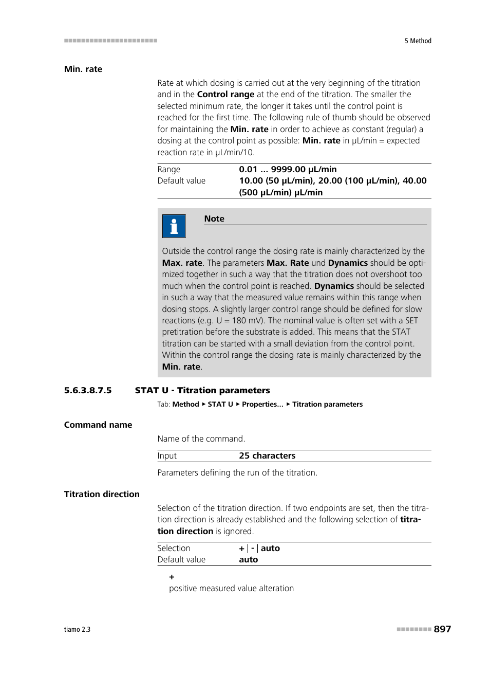 5 stat u - titration parameters, Titration parameters | Metrohm tiamo 2.3 Manual User Manual | Page 913 / 1697