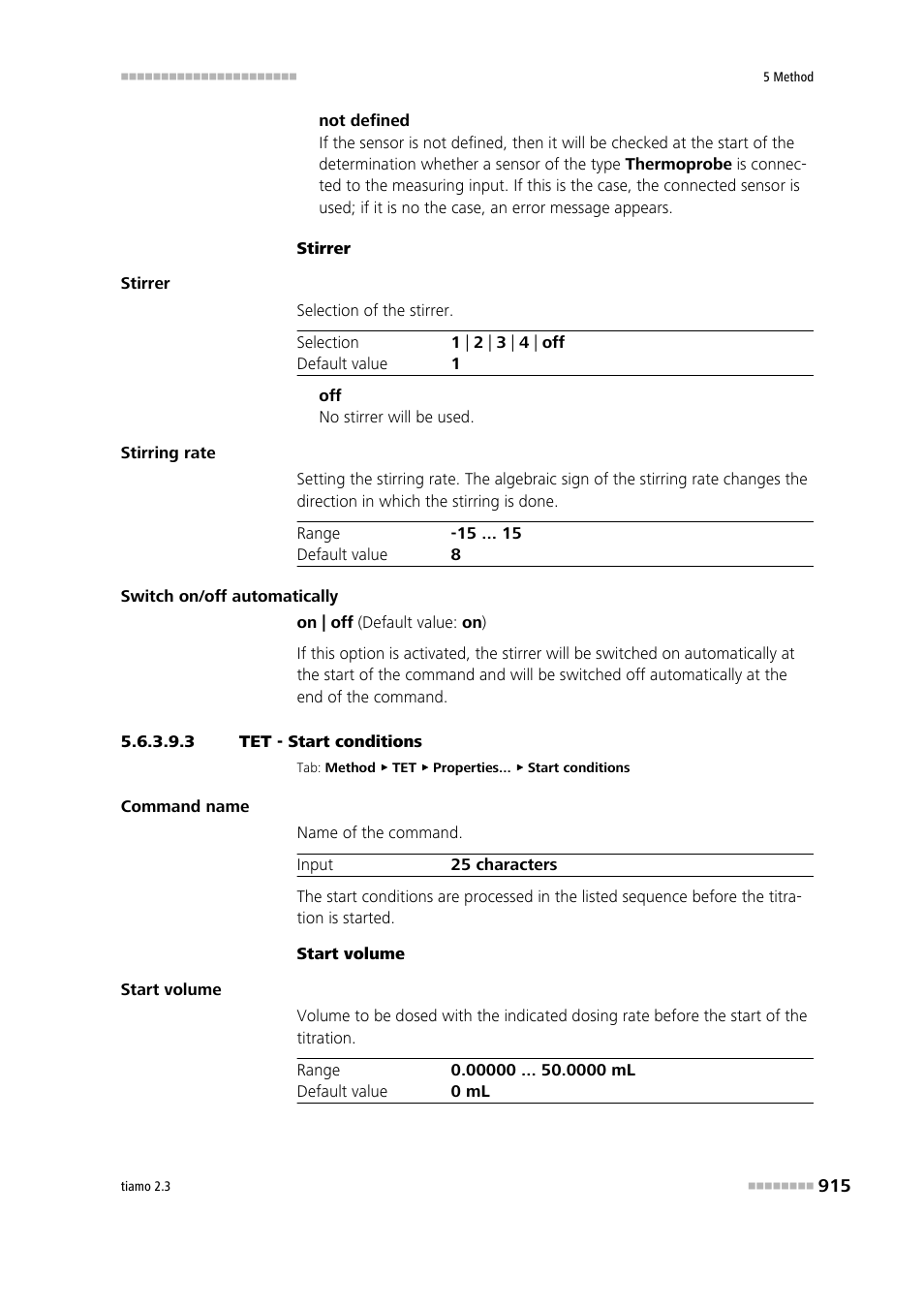 3 tet - start conditions, Start conditions | Metrohm tiamo 2.3 Manual User Manual | Page 931 / 1697