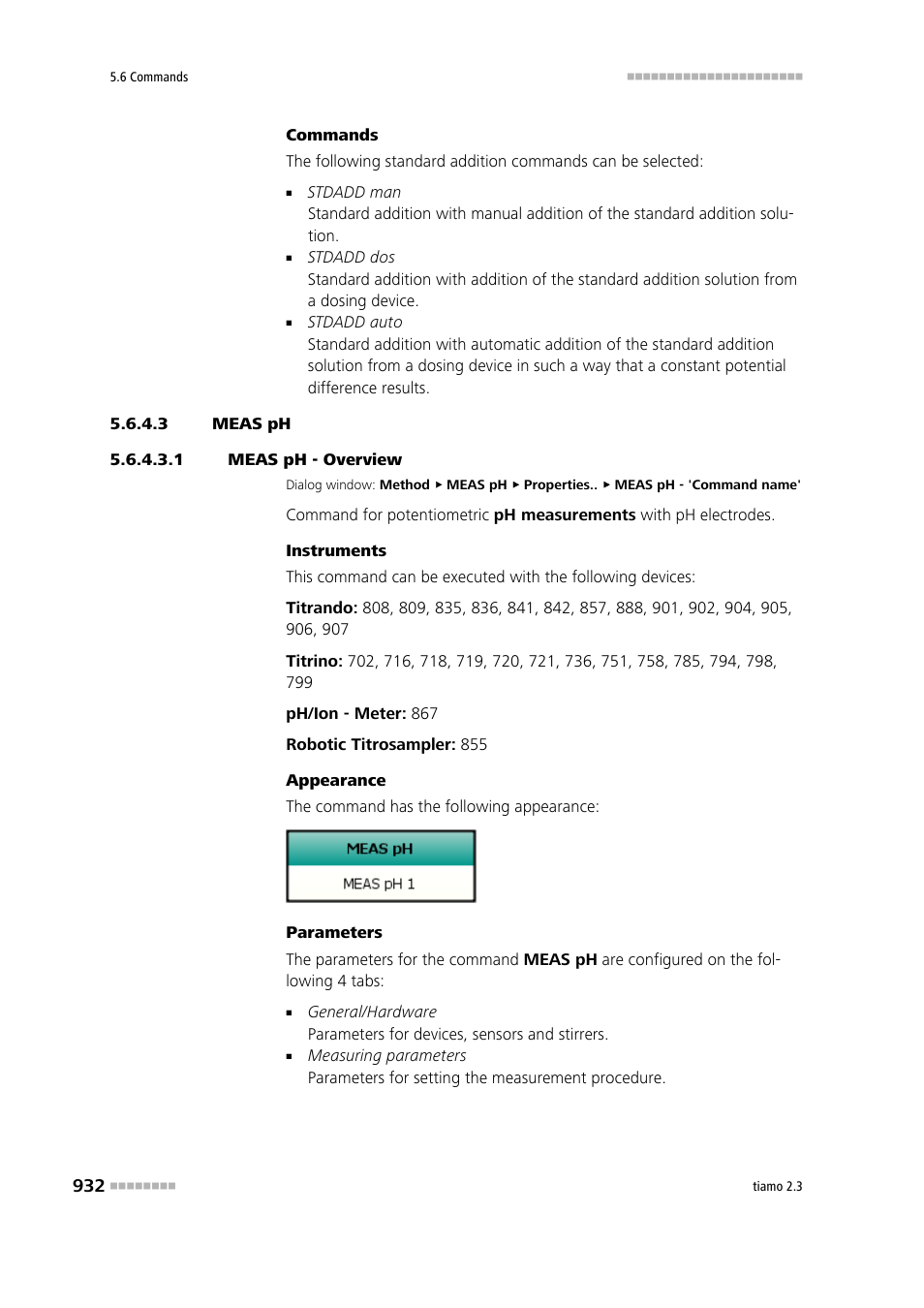 3 meas ph, 1 meas ph - overview, Meas ph | Metrohm tiamo 2.3 Manual User Manual | Page 948 / 1697