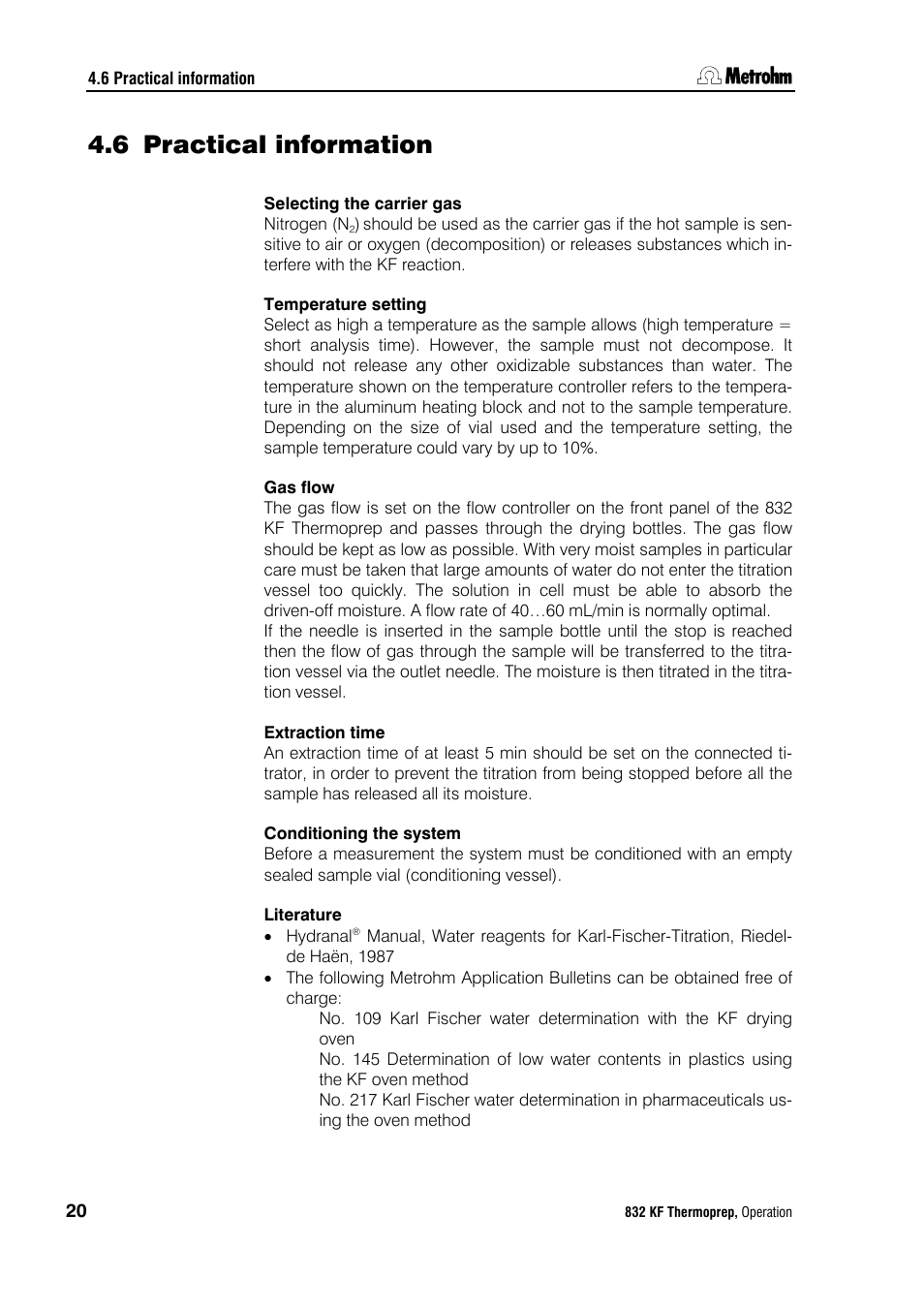 6 practical information, Practical information | Metrohm 832 KF Thermoprep User Manual | Page 24 / 36