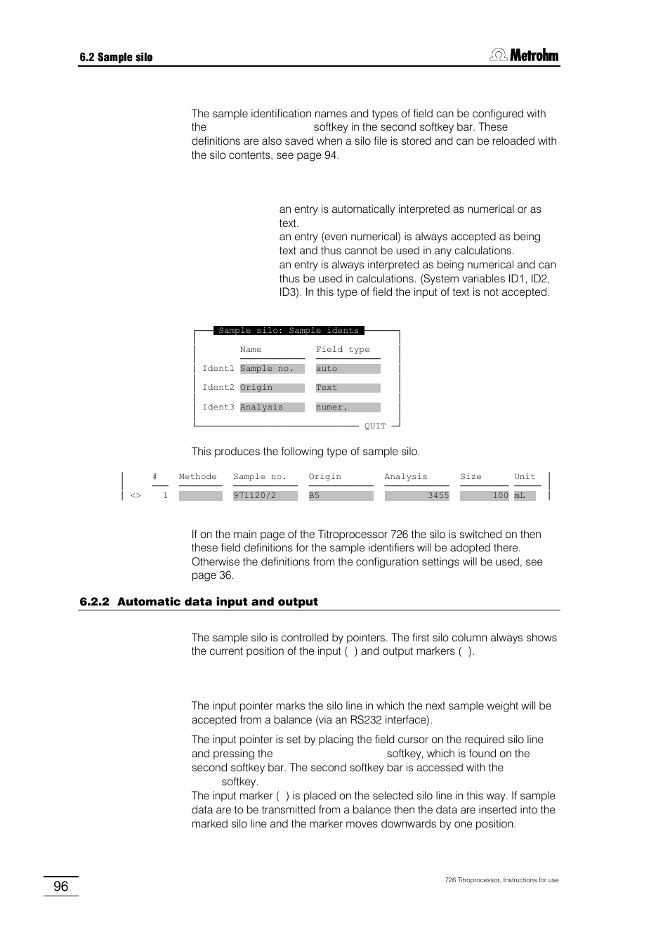 Metrohm 726 Titroprocessor User Manual | Page 102 / 307