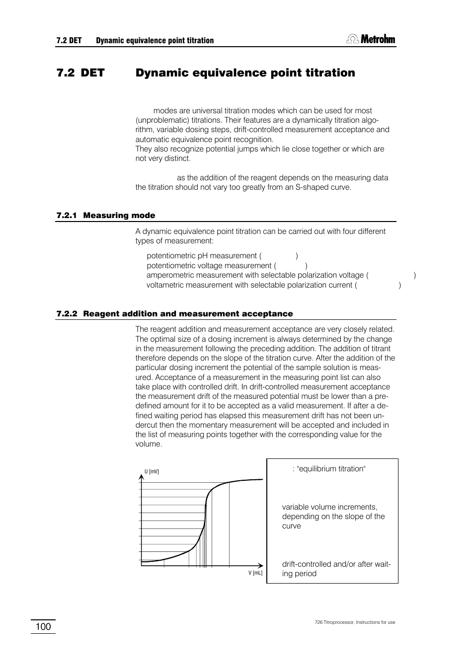 2 det dynamic equivalence point titration, 1 measuring mode, 2 reagent addition and measurement acceptance | 3 automatic equivalence point recognition, 4 fixed endpoints, 5 evaluation of pk and hnp values | Metrohm 726 Titroprocessor User Manual | Page 106 / 307