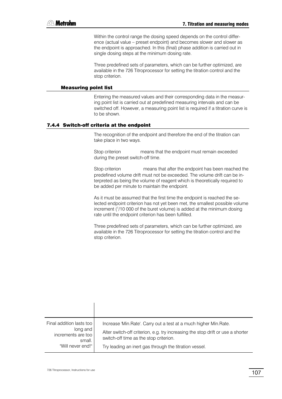 Metrohm 726 Titroprocessor User Manual | Page 113 / 307