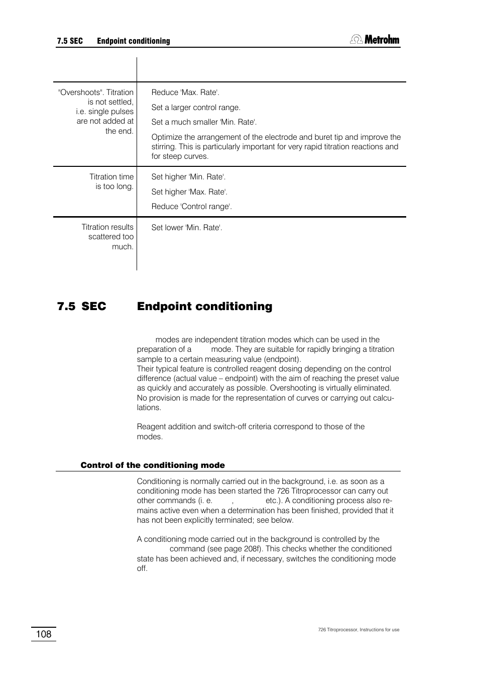 5 sec endpoint conditioning, 1 control of the conditioning mode | Metrohm 726 Titroprocessor User Manual | Page 114 / 307