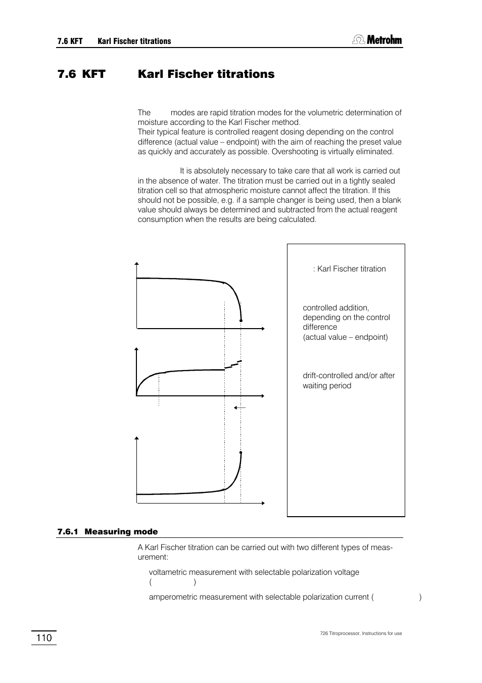 6 kft karl fischer titrations, 1 measuring mode, 2 reagent addition | 3 measuring point list, 4 switch-off criteria at the endpoint | Metrohm 726 Titroprocessor User Manual | Page 116 / 307