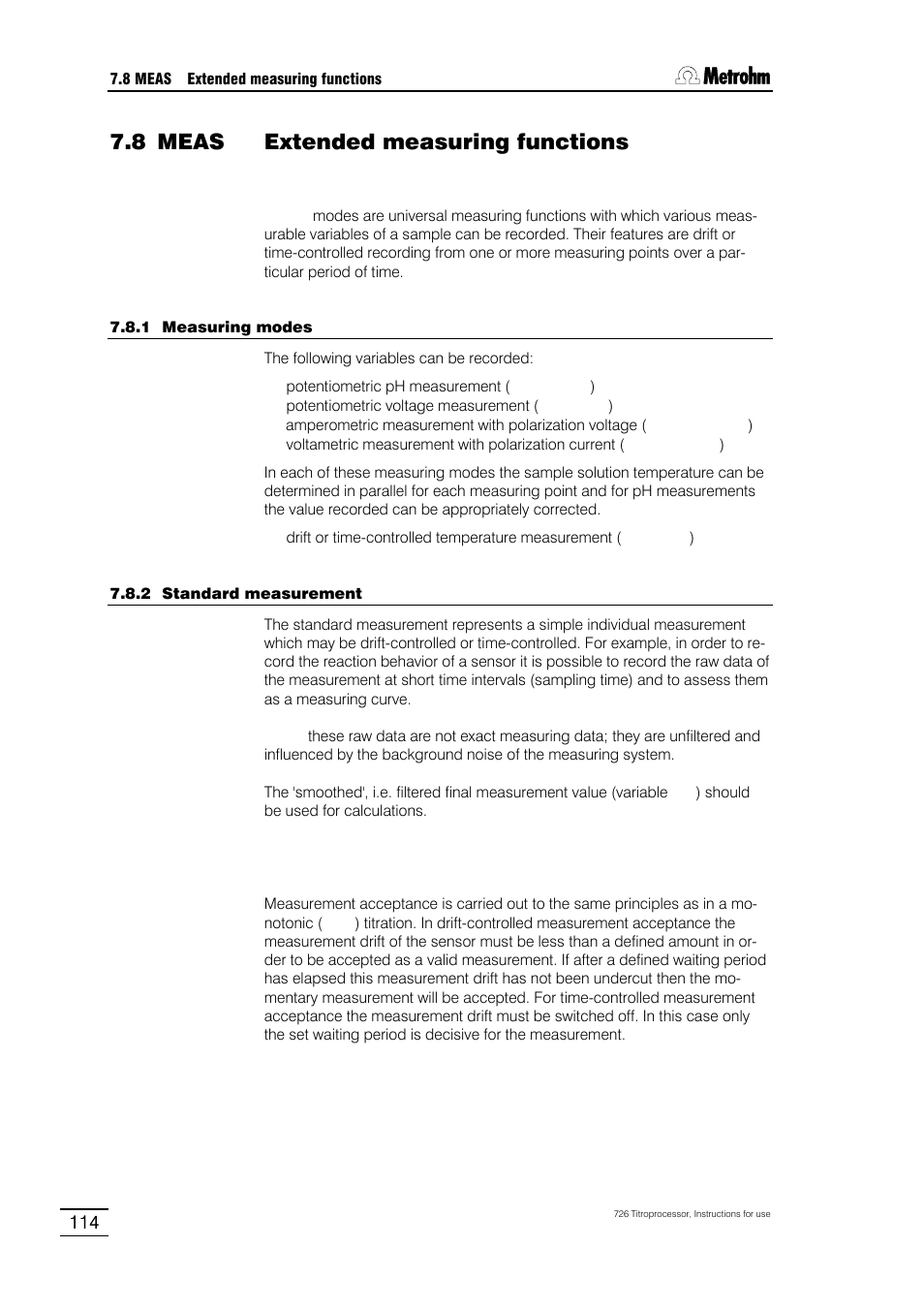 8 meas extended measuring functions, 1 measuring modes, 2 standard measurement | 3 multiple measurement | Metrohm 726 Titroprocessor User Manual | Page 120 / 307