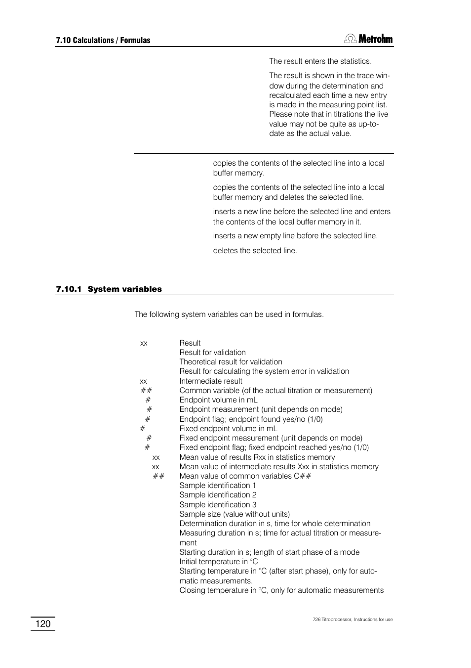 Metrohm 726 Titroprocessor User Manual | Page 126 / 307