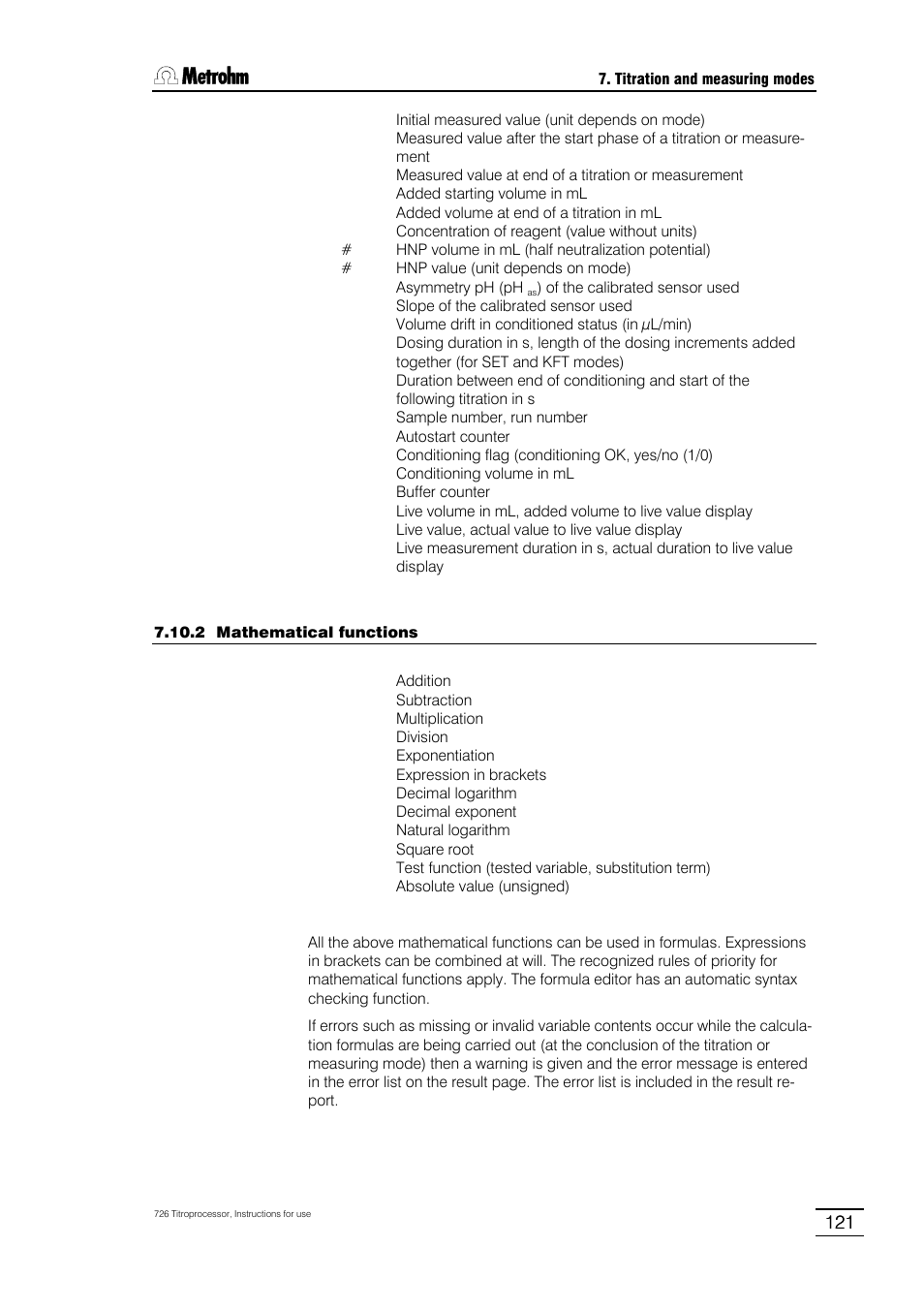 Metrohm 726 Titroprocessor User Manual | Page 127 / 307