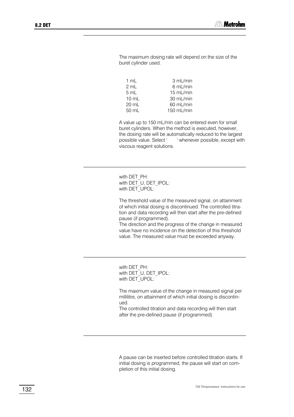 Metrohm 726 Titroprocessor User Manual | Page 138 / 307