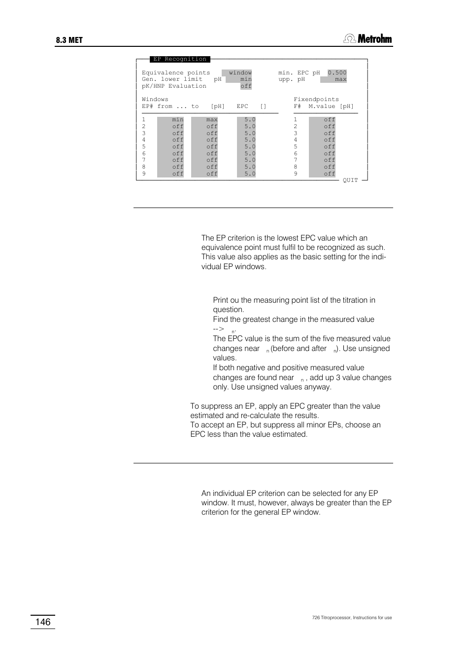 Metrohm 726 Titroprocessor User Manual | Page 152 / 307