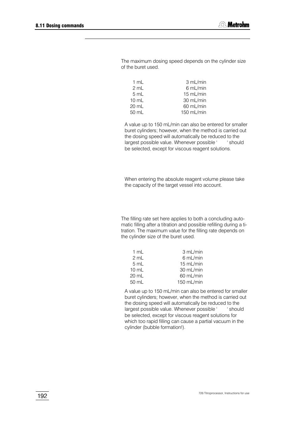 Metrohm 726 Titroprocessor User Manual | Page 198 / 307