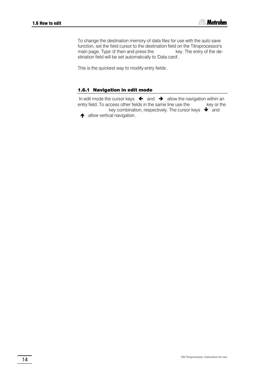 Metrohm 726 Titroprocessor User Manual | Page 20 / 307