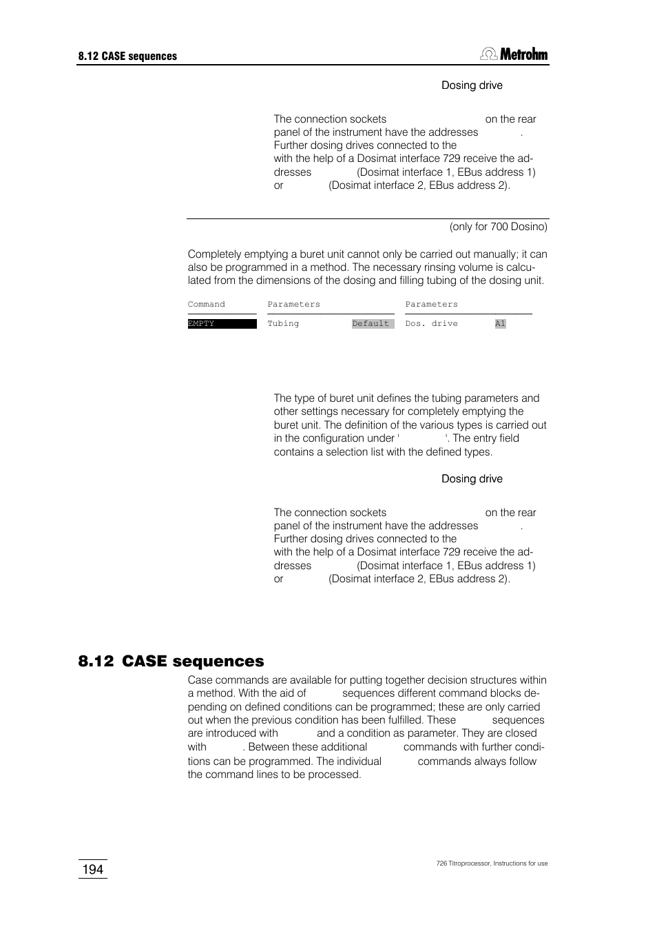 12 case sequences | Metrohm 726 Titroprocessor User Manual | Page 200 / 307