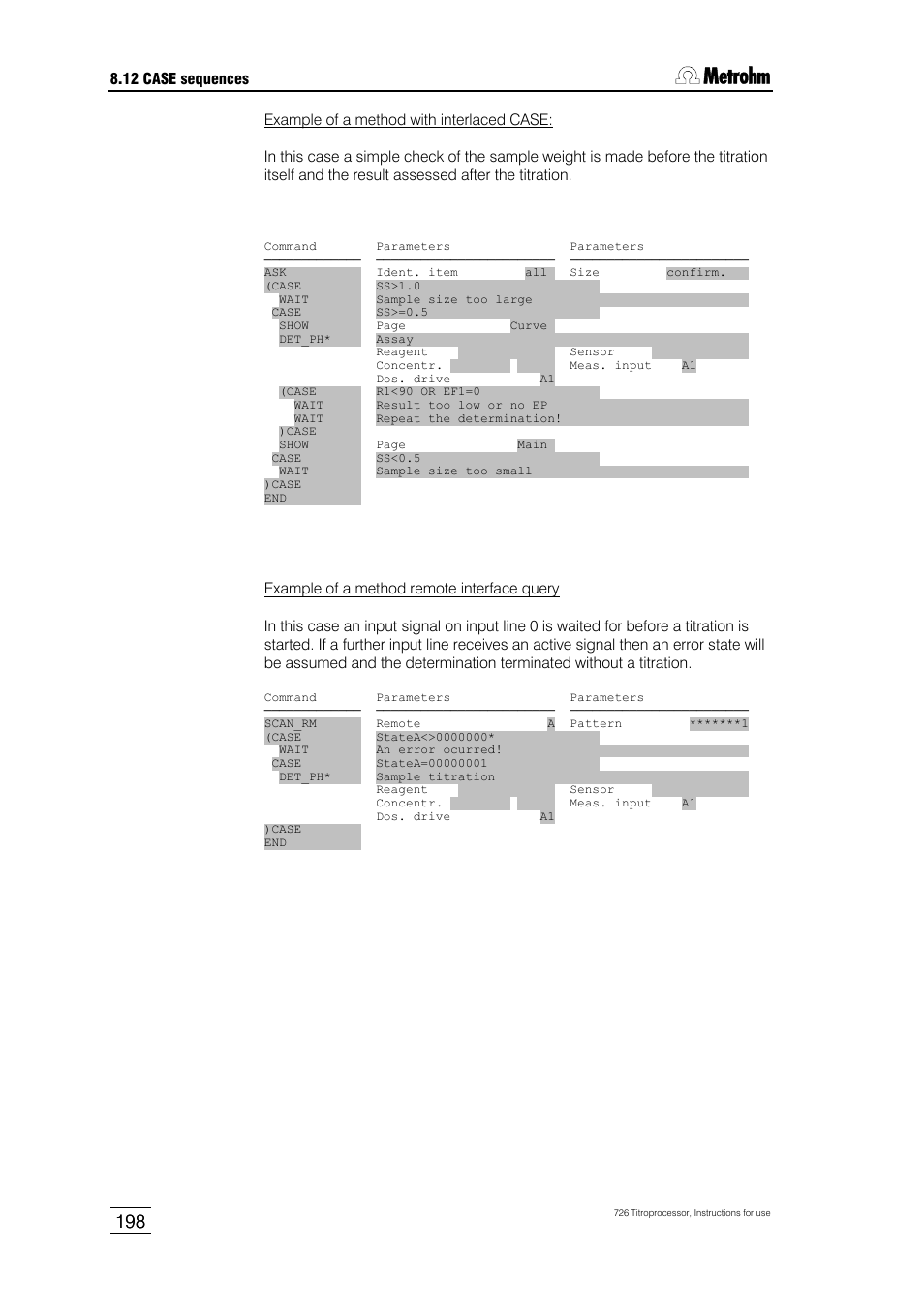 Metrohm 726 Titroprocessor User Manual | Page 204 / 307