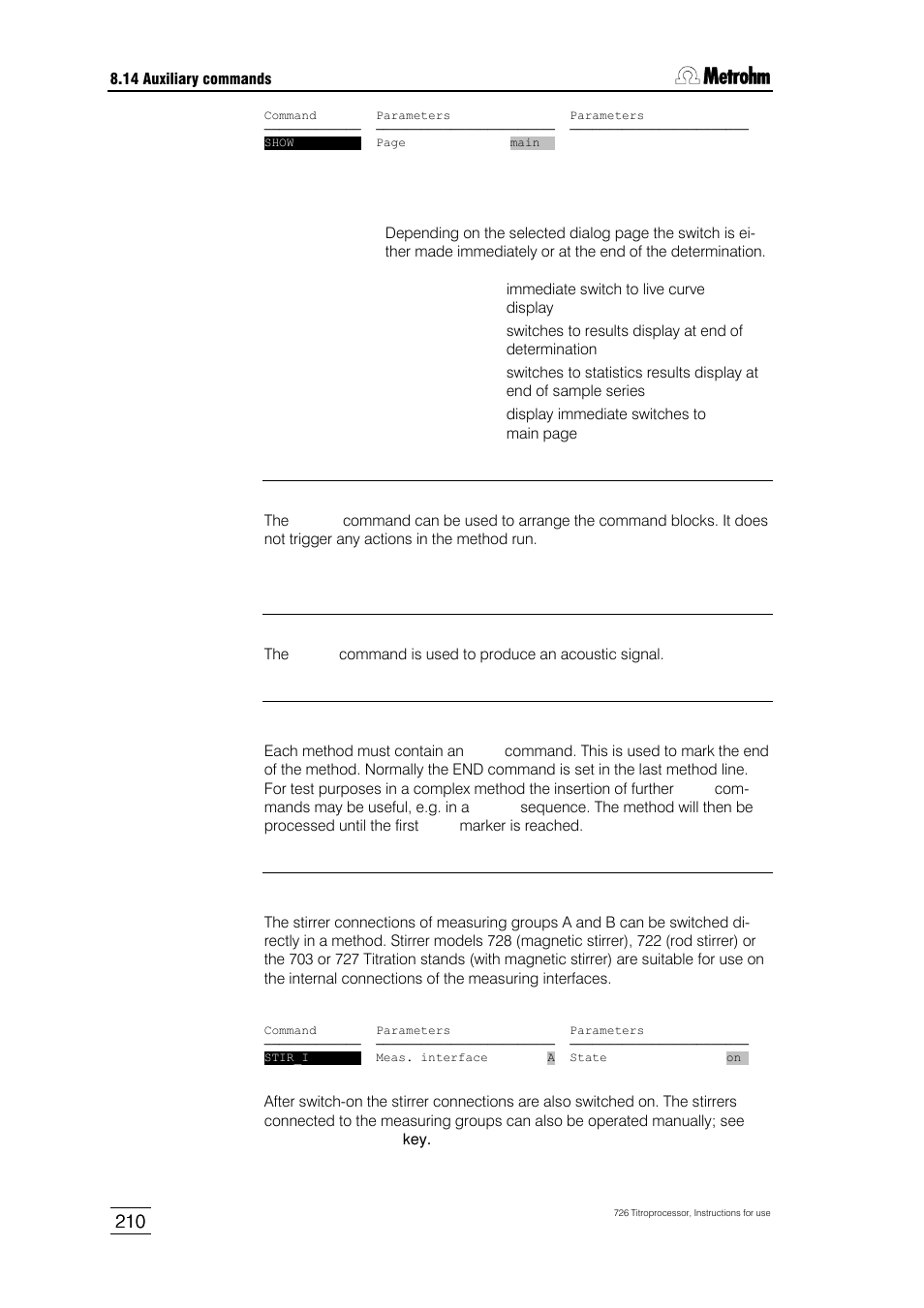 Metrohm 726 Titroprocessor User Manual | Page 216 / 307