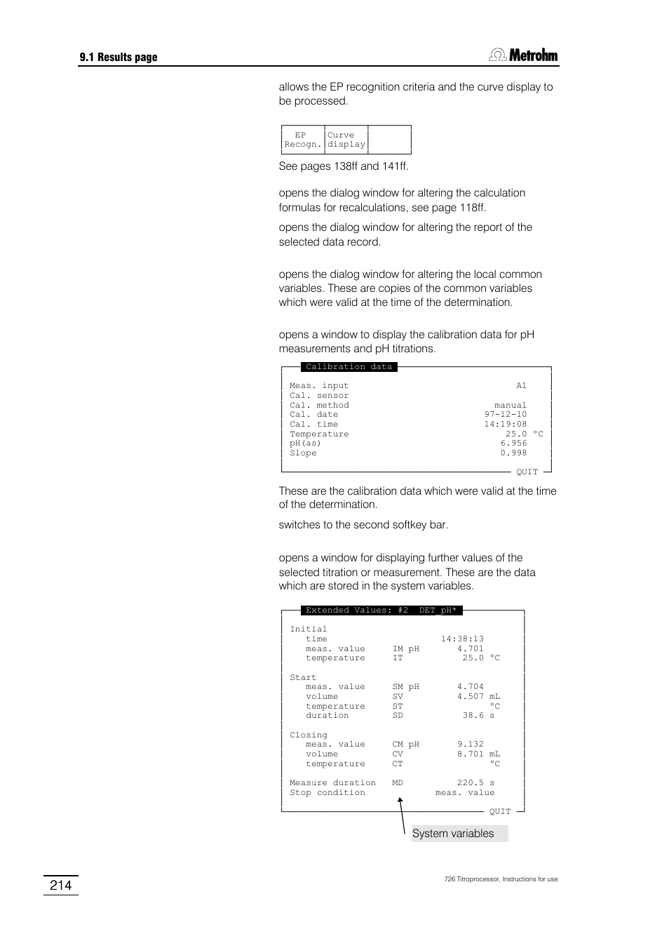 Metrohm 726 Titroprocessor User Manual | Page 220 / 307