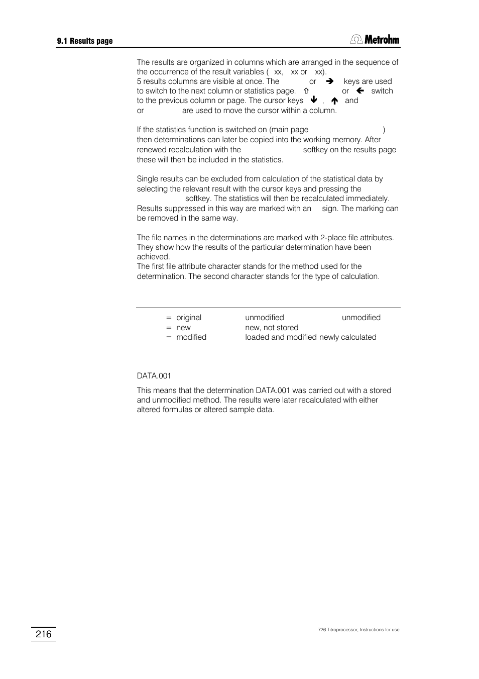 Metrohm 726 Titroprocessor User Manual | Page 222 / 307