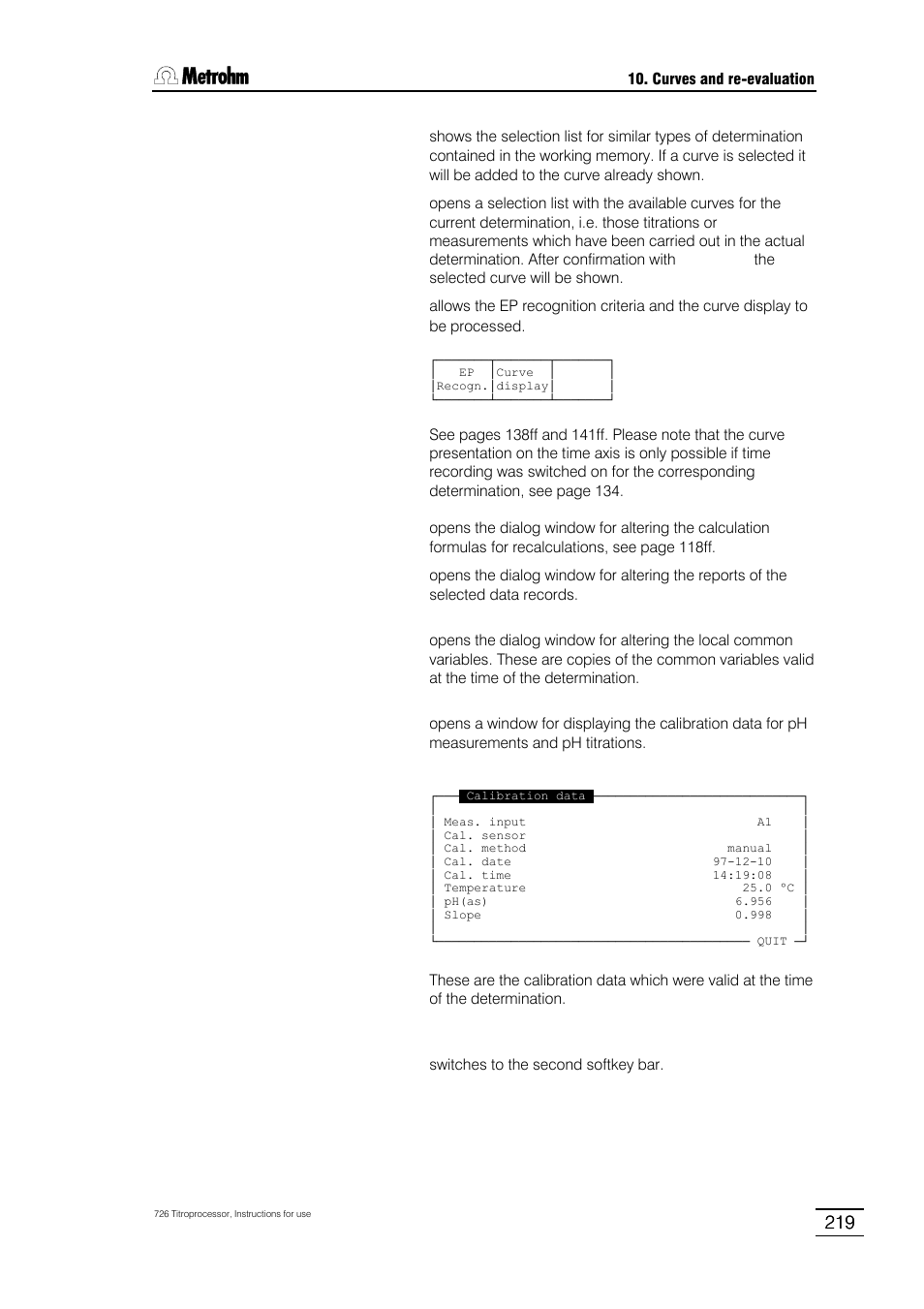 Metrohm 726 Titroprocessor User Manual | Page 225 / 307