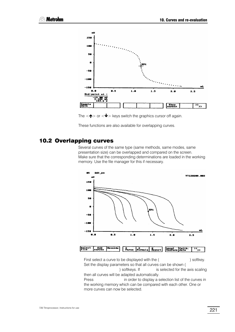 2 overlapping curves | Metrohm 726 Titroprocessor User Manual | Page 227 / 307