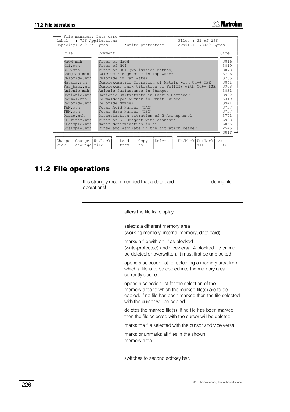 2 file operations | Metrohm 726 Titroprocessor User Manual | Page 232 / 307