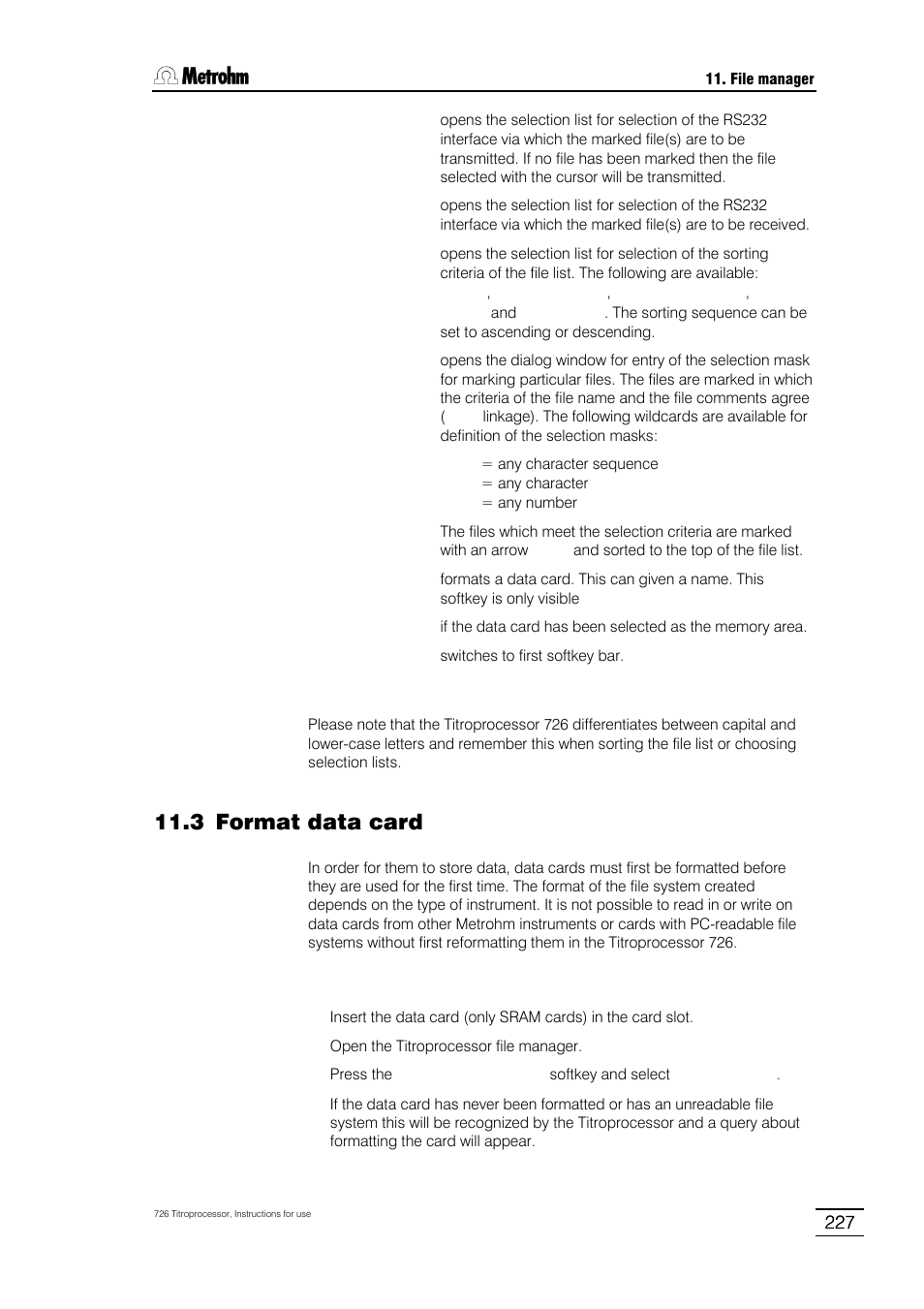 3 format data card | Metrohm 726 Titroprocessor User Manual | Page 233 / 307