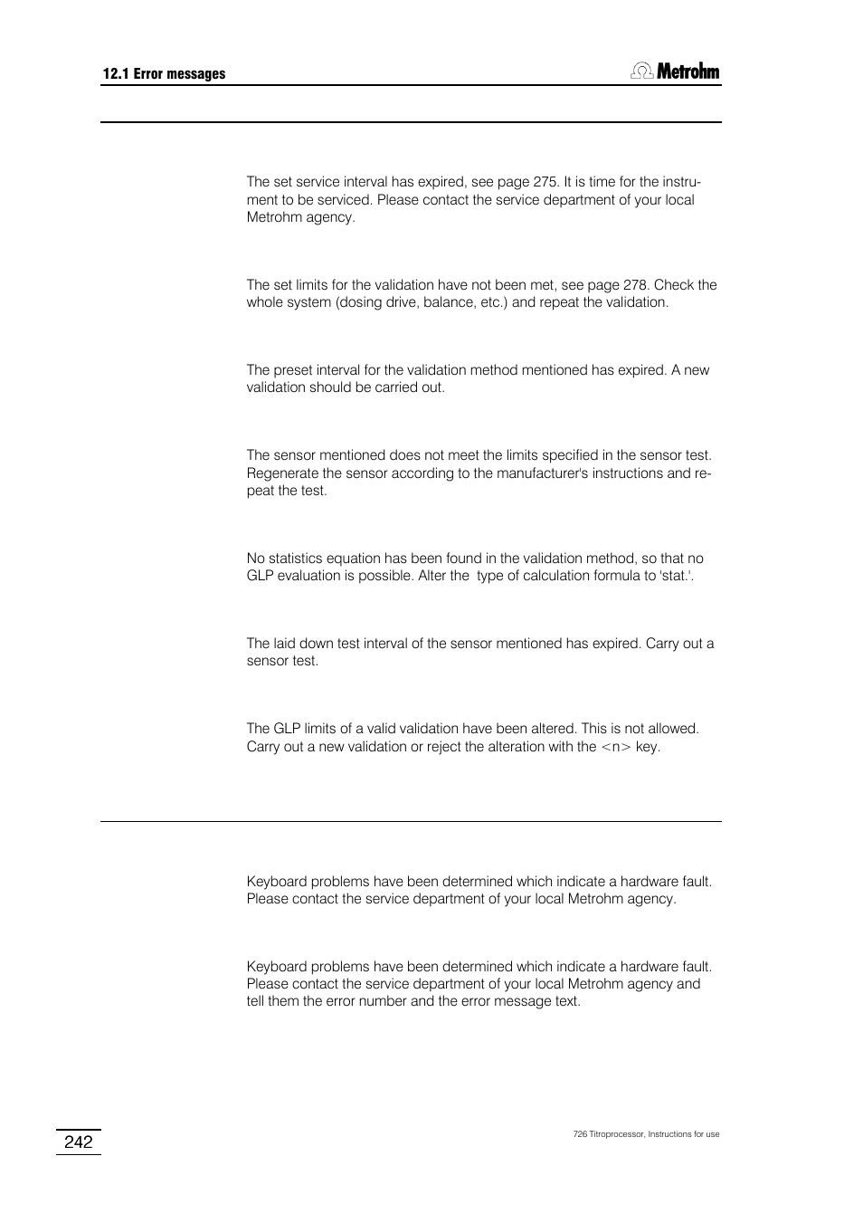 Metrohm 726 Titroprocessor User Manual | Page 248 / 307