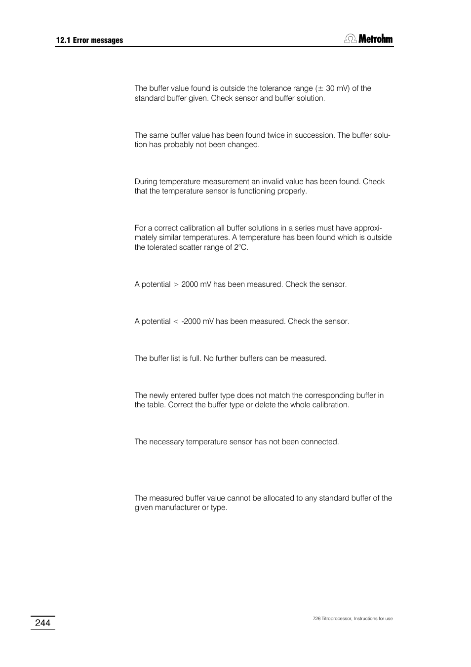 Metrohm 726 Titroprocessor User Manual | Page 250 / 307