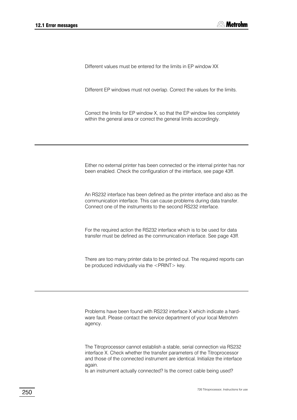 Metrohm 726 Titroprocessor User Manual | Page 256 / 307