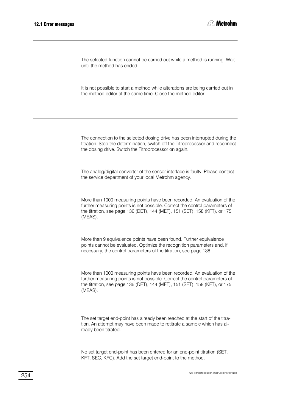 Metrohm 726 Titroprocessor User Manual | Page 260 / 307