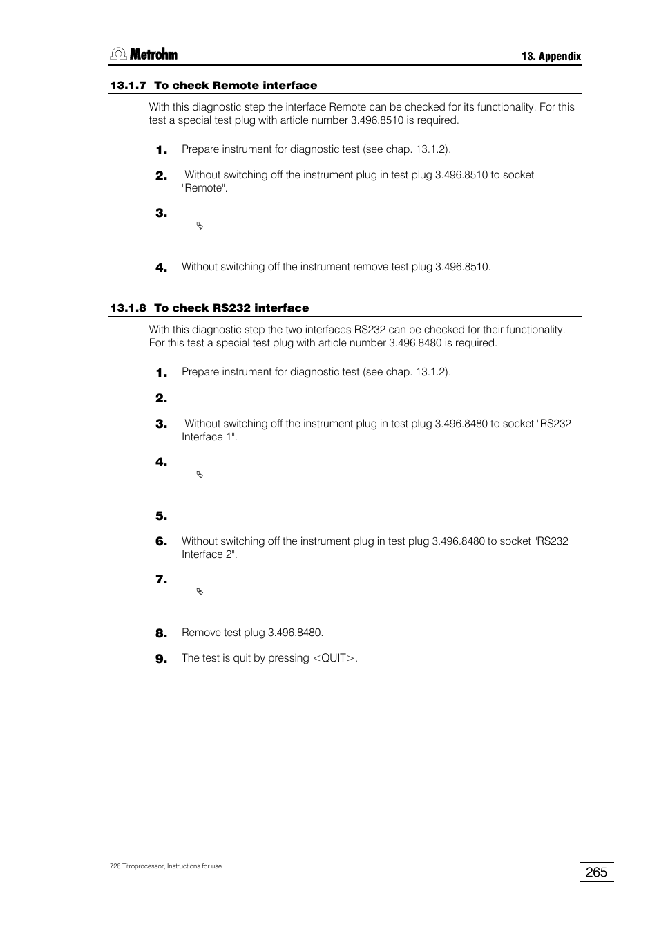 Metrohm 726 Titroprocessor User Manual | Page 271 / 307