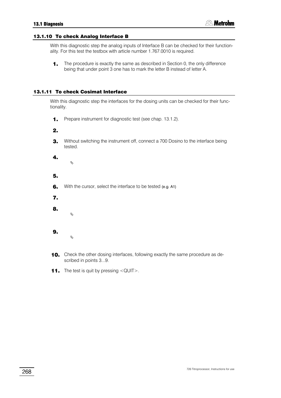 Metrohm 726 Titroprocessor User Manual | Page 274 / 307