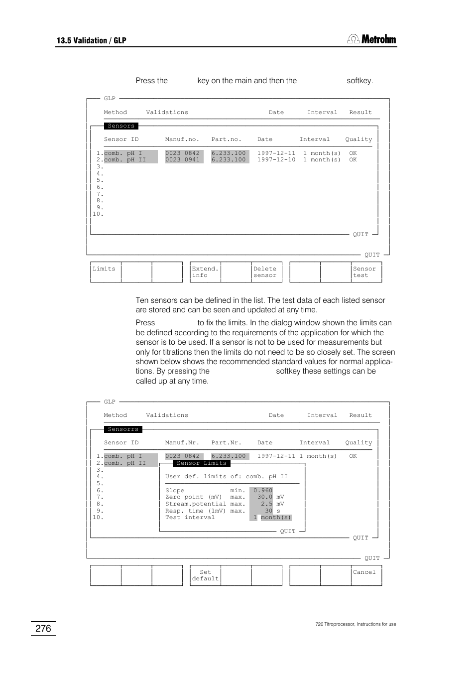 Metrohm 726 Titroprocessor User Manual | Page 282 / 307