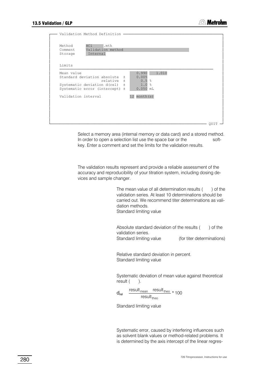 Metrohm 726 Titroprocessor User Manual | Page 286 / 307