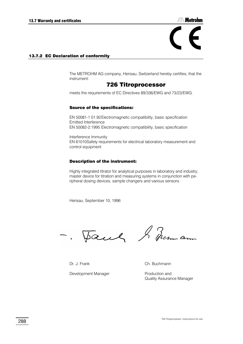 726 titroprocessor | Metrohm 726 Titroprocessor User Manual | Page 294 / 307