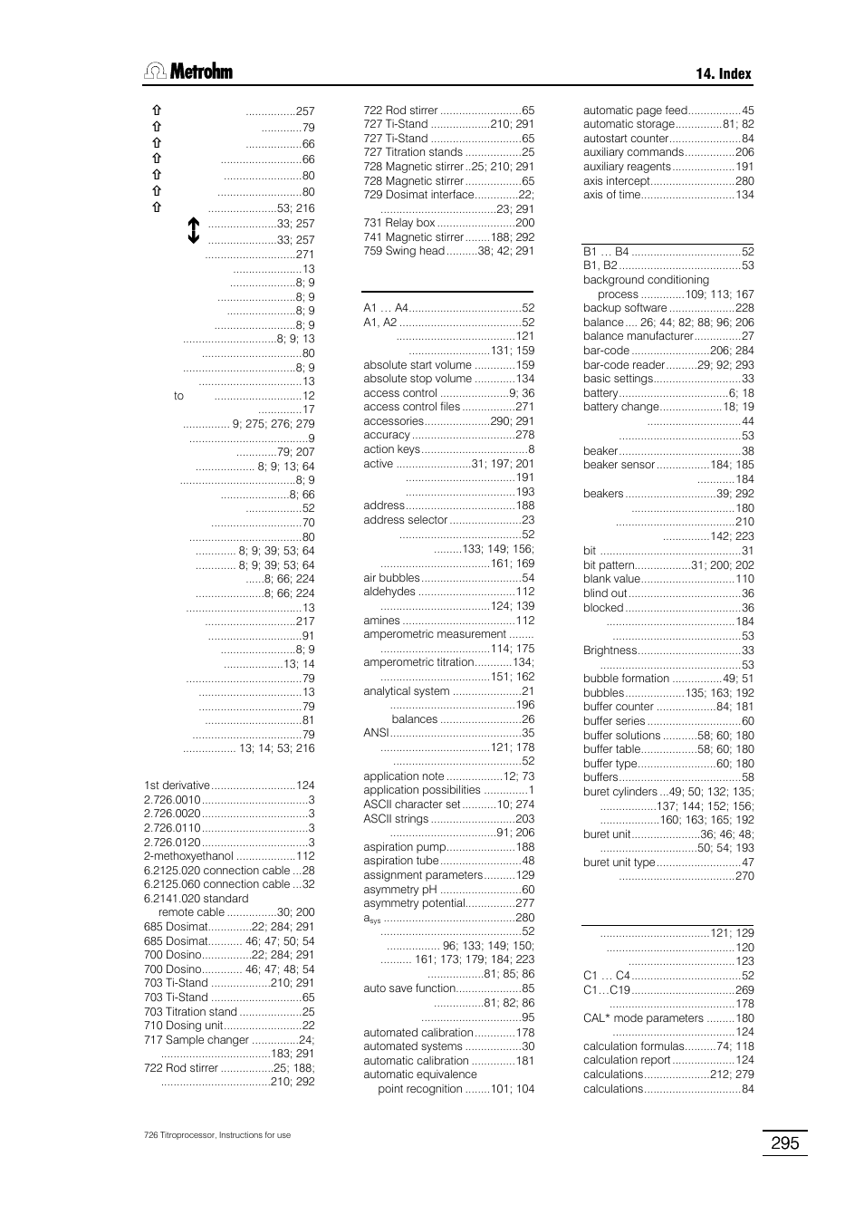 Metrohm 726 Titroprocessor User Manual | Page 301 / 307