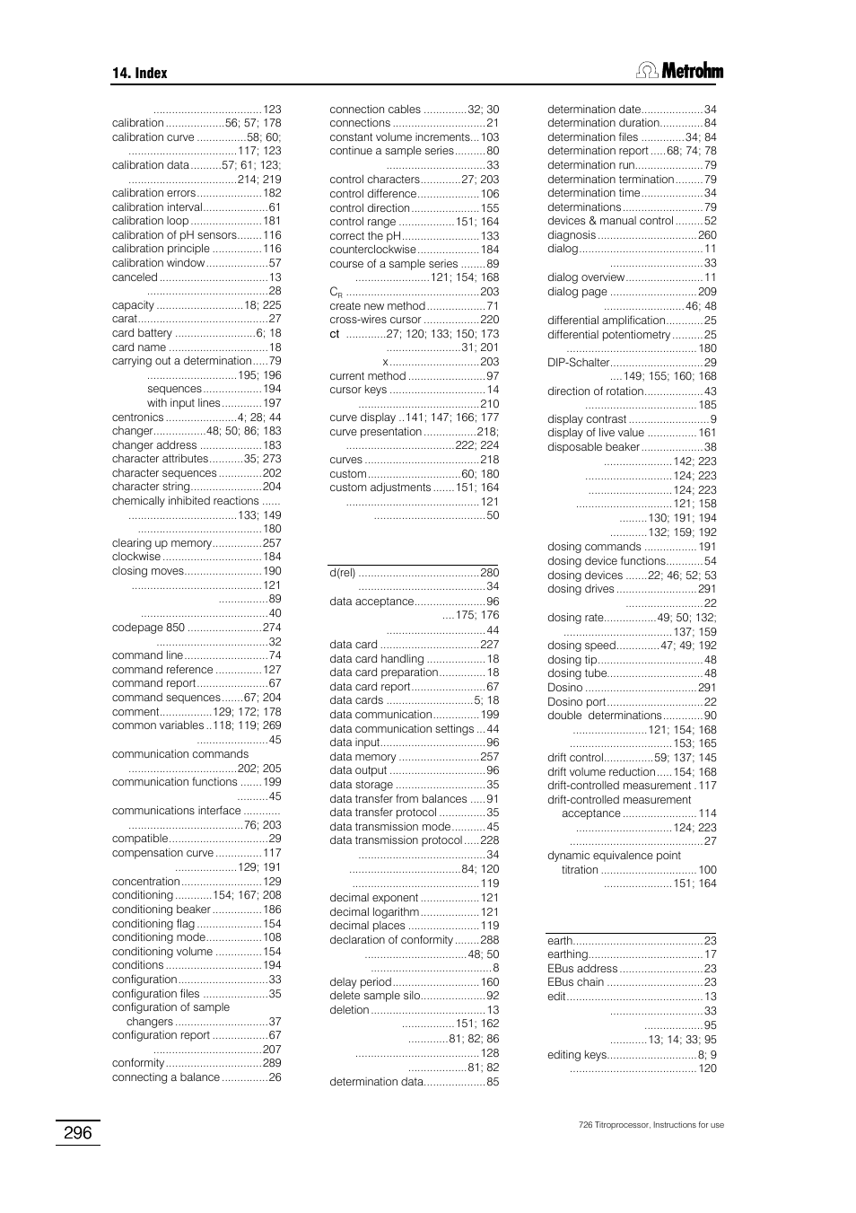 Metrohm 726 Titroprocessor User Manual | Page 302 / 307