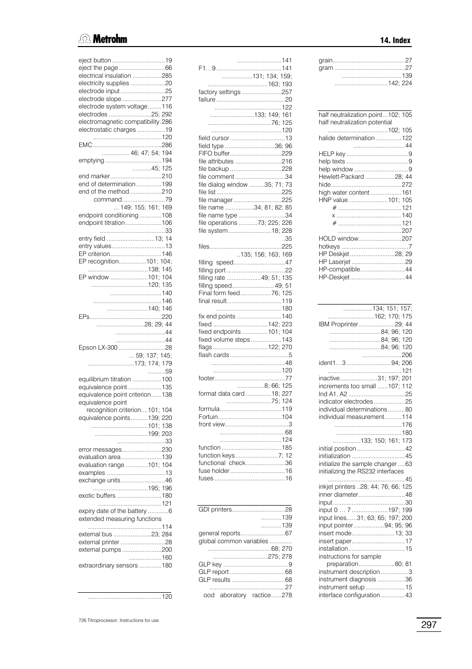 Metrohm 726 Titroprocessor User Manual | Page 303 / 307